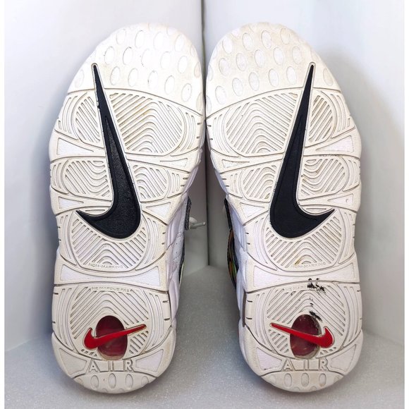 Nike Air More Uptempo GS Peace Love Swoosh Colorful White Mid-Top Sneakers 4Y - Picture 11 of 13